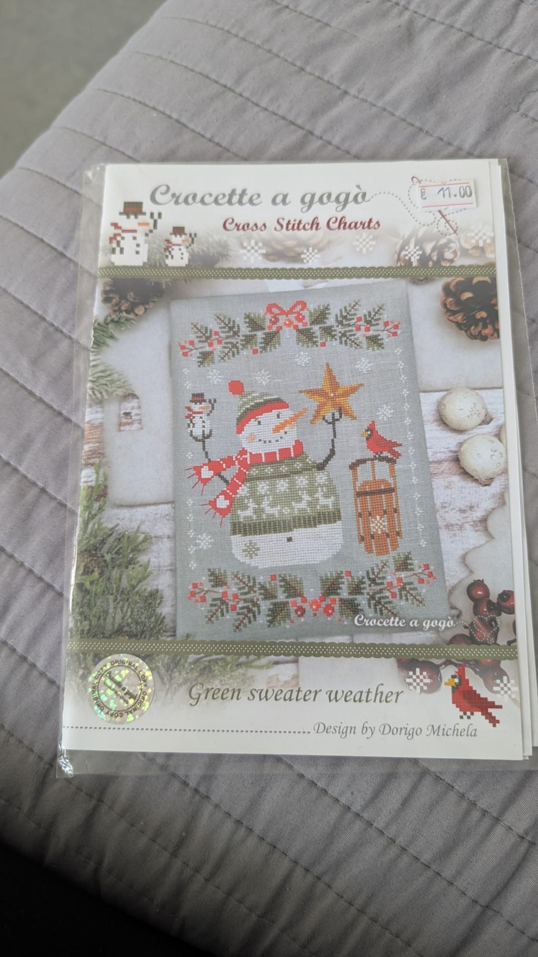 Envoyée par Christine D : Green Swearter Weather - Fiche ou Kit de Point de Croix - Crocette a gogò - Diagramme Seul, 5 sur 5